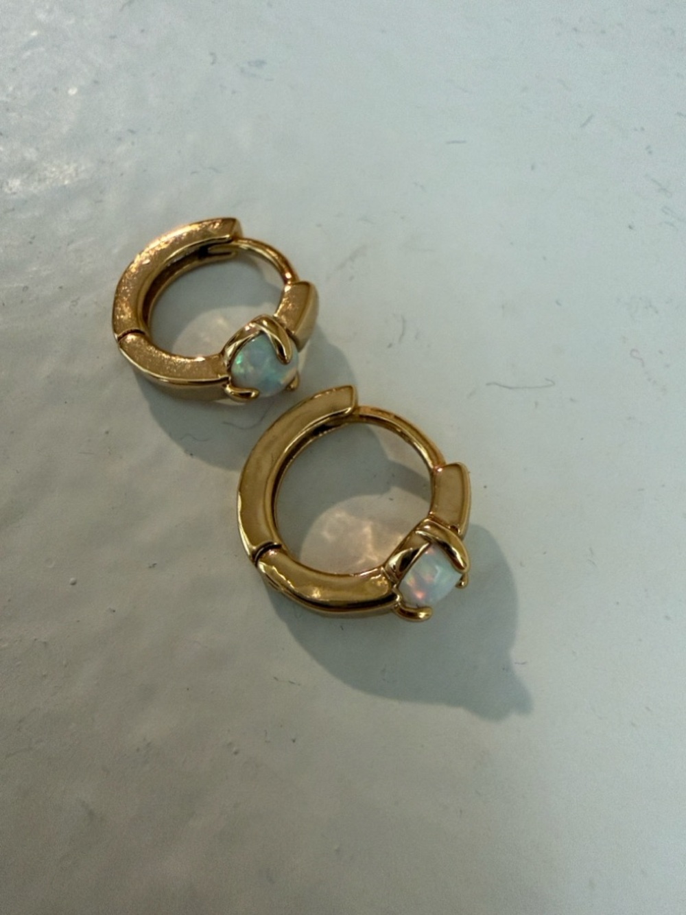 Electric Picks- Mystic Hoops Huggie Earrings with Opal Accent